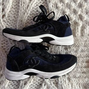 CHANEL Black and Navy Sneakers